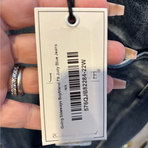 NWT Judy Blue Boyfriend Jeans Distressed Blue - Picture 5 of 14